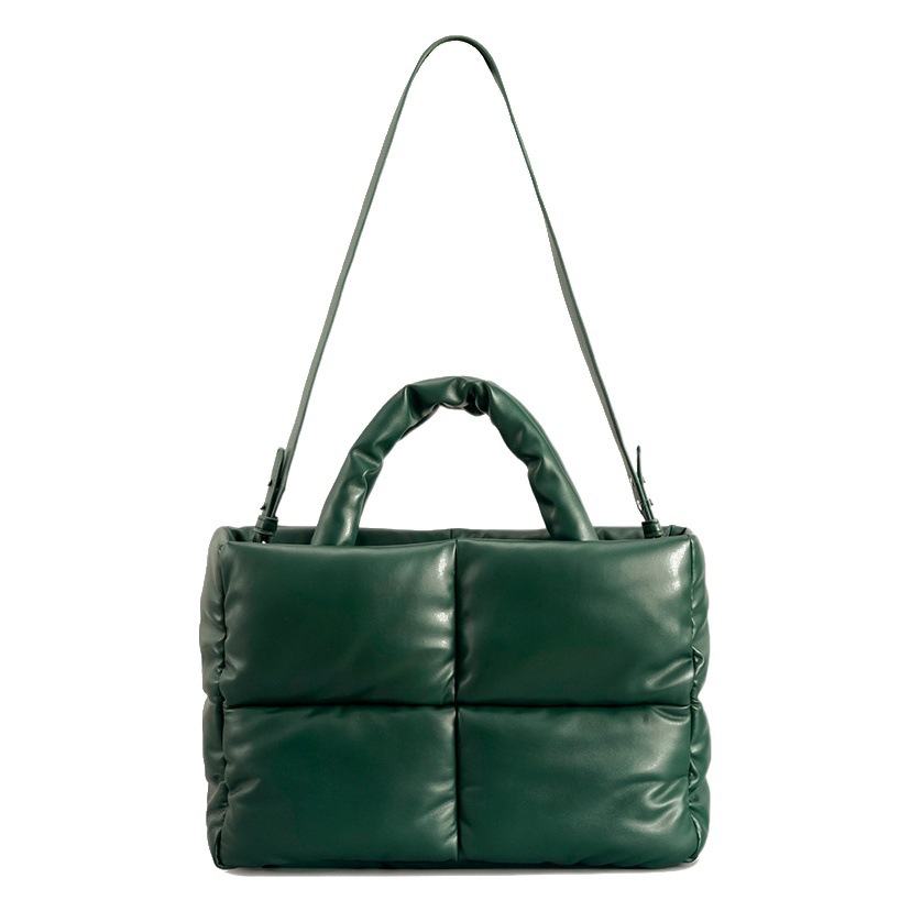 Bolso cuadrado de tela escocesa suave lleno de algodón acolchado bolso de mujer simple pequeño bolso de hombro a cuadros Otoño e Invierno