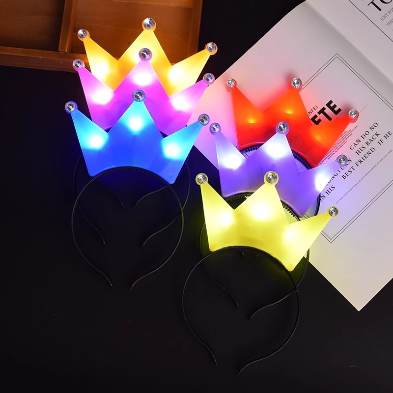 Spot corona diadema luminosa accesorios de vítores de fans estrella corona diadema luminosa 3 luces con diadema de diamantes accesorios para el cabello
