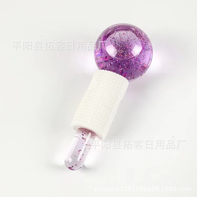 Bola de hielo de belleza, bola de hielo ondulada, bola de hielo energética para compresión, bola de hielo para masaje facial con compresión fría y caliente, barra de hielo de belleza, diseño con brillantina.