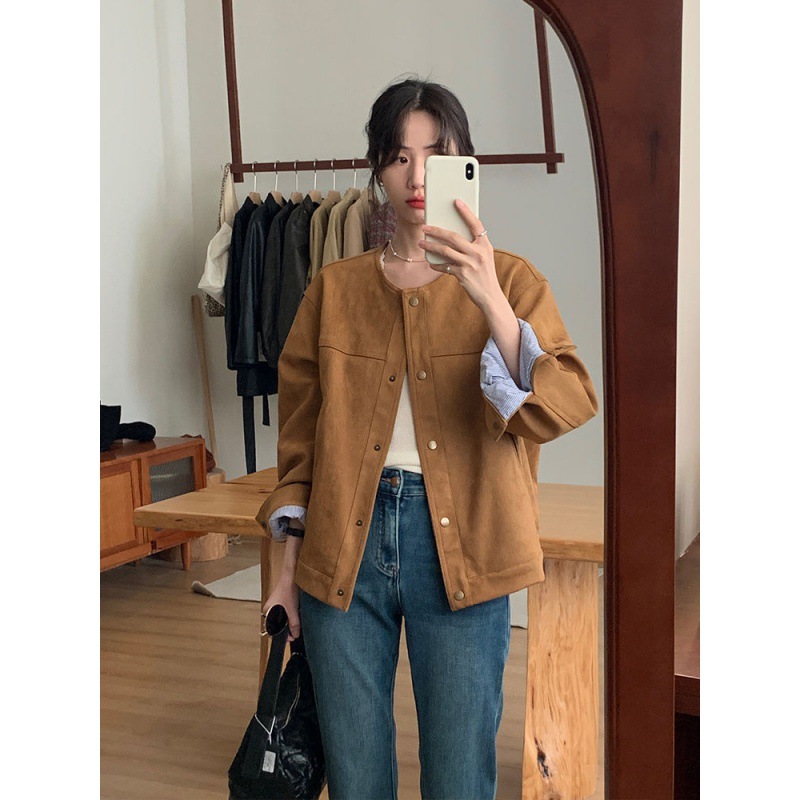 High-end Korean Style Small Chanel Style Deerskin Velvet Short Coat Women's 2025 Autumn New Loose Casual High-end Top