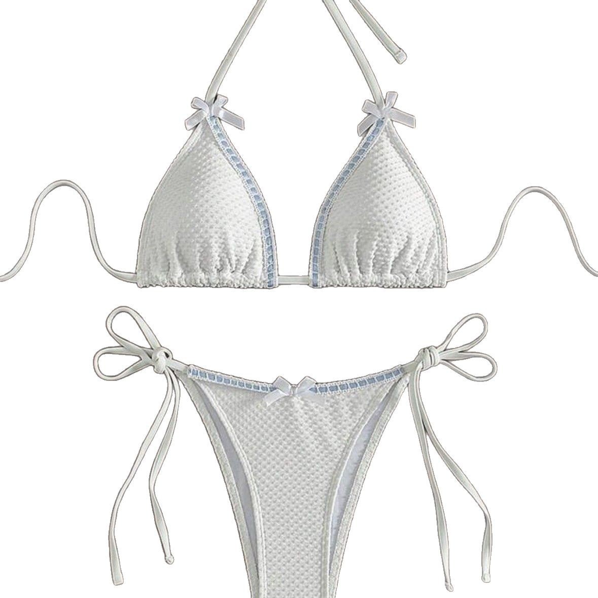 Elegantes, einfarbiges Damen-Bikini-Set mit verstellbarem Triangel-Oberteil und seitlich zu bindendem Höschen. Atmungsaktiver Zweiteiler für Strand und Poolurlaub._voghion.com