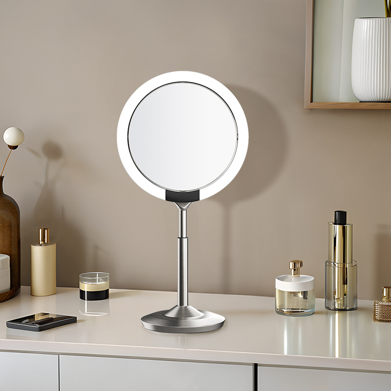 Espejo de maquillaje de 8.5 pulgadas de detección inteligente de escritorio de doble cara con iluminación LED espejo de elevación espejo de altura