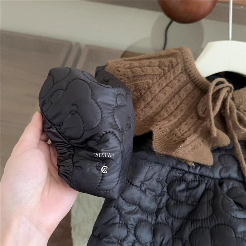 Veste en coton pour filles, nouvelle version coréenne d'automne et d'hiver 2023, robe de princesse à col tricoté pour filles 78172_voghion.com