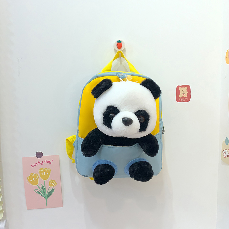 Nueva mochila para niños de dibujos animados lindo panda muñeca mochila de jardín de infantes mochila ligera para niños