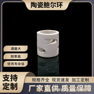 萍乡科源加工定制化工陶瓷散堆填料陶瓷鲍尔环耐酸碱填料鲍尔环