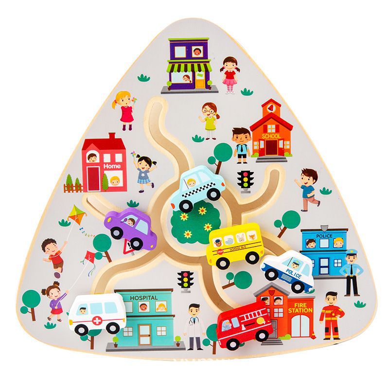 Cross-Border Triangle Walking Board Wooden Maze Matching Children's Walking Toys Intellectual Toys Puzzle Game