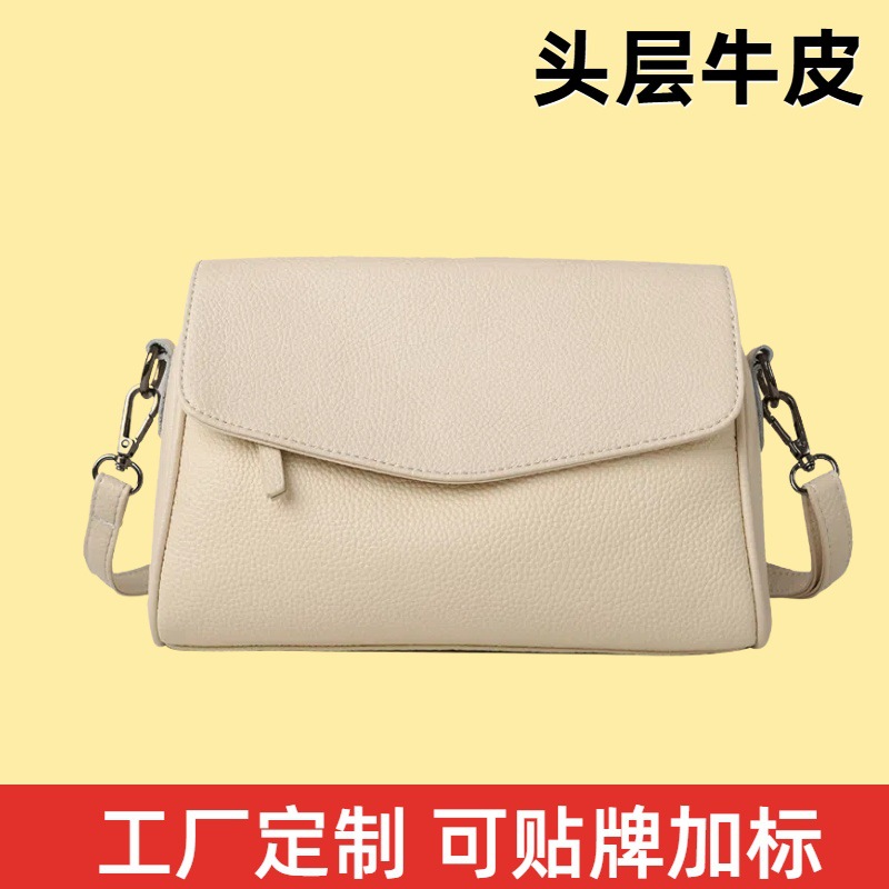 Top Grain Cowhide Small Square Bag For Women 2026 New Fashion Genuine Leather Mother's Bag Crossbody Large Capacity Single Shoulder Pillow Bag