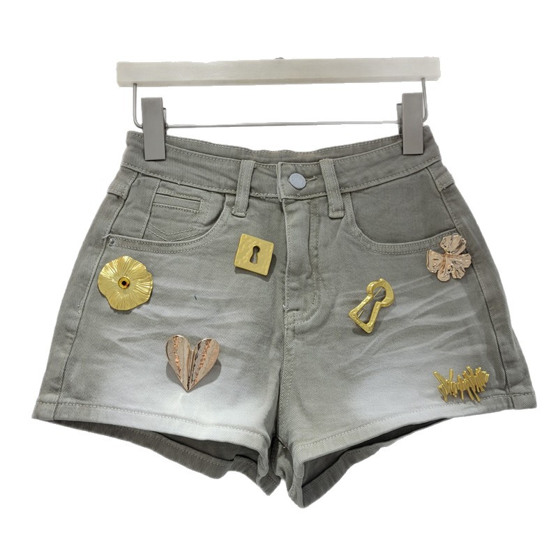 Pantalones Cortos de Mezclilla de Cintura Alta y Pierna Ancha para Mujer