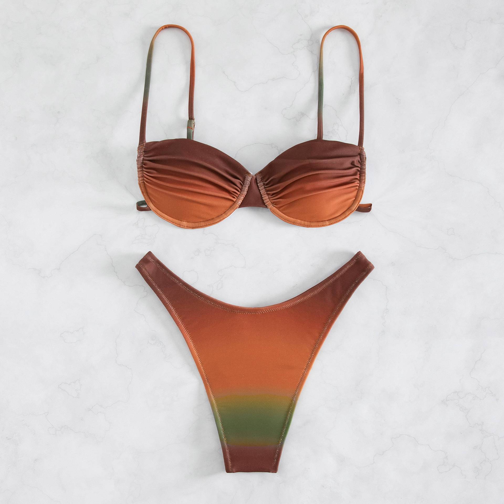 Gradient Two Piece Bikini Set For Women European American Style_voghion.com