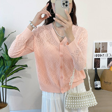 薄款镂空针织开衫女春季新款吊带裙子外搭披肩宽松短款外套防晒衣