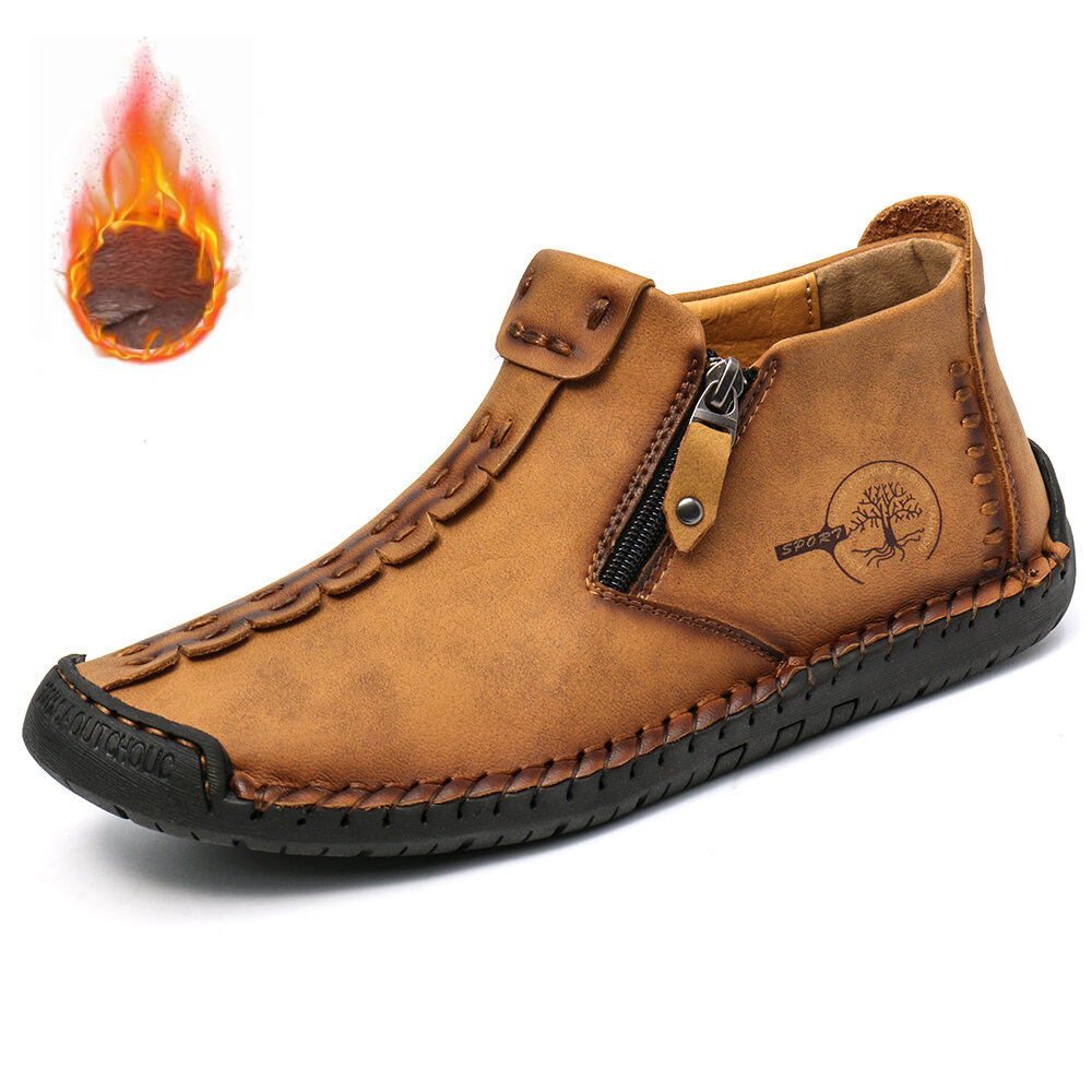 Botas cortas para hombre, nuevas de otoño e invierno, en existencia, botas Martin con cremallera y sin cordones, a la moda, botas para hombre de punta cerrada, hechas a mano, de talla grande, para exportación.