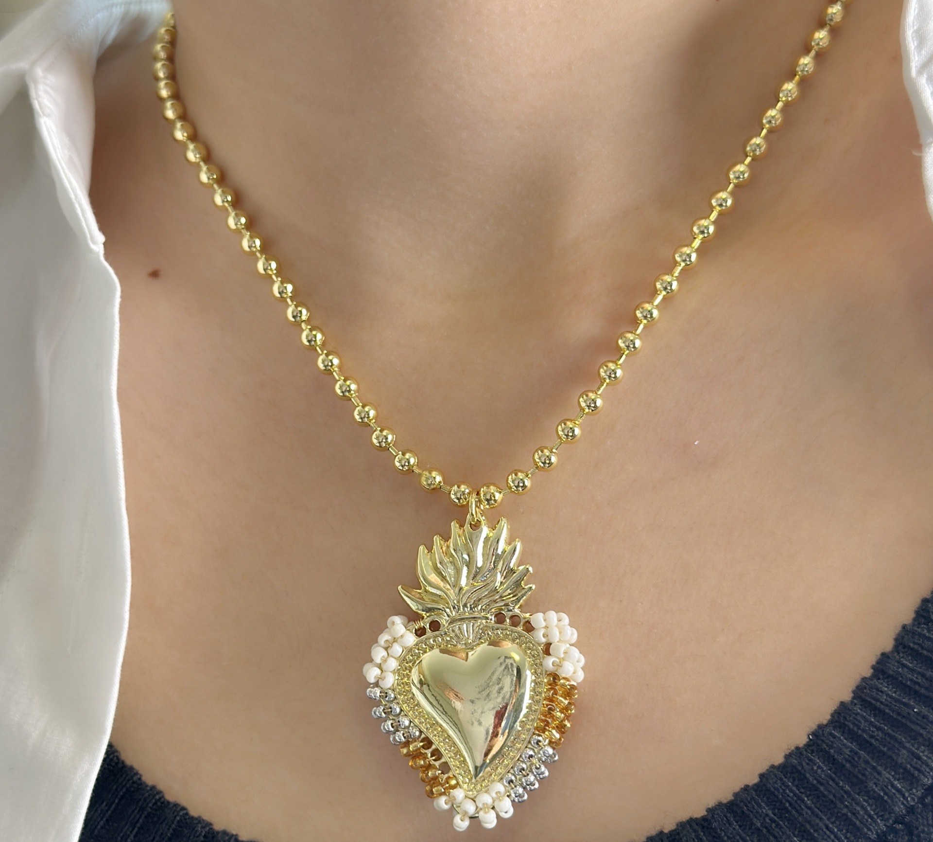 Copper Material Copper Heart Shape Pendant Necklace