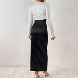 (Трансграничная торговля), лонгслив, длинный комплект, элегантное платье, приталенный корсет, поясная сумка, европейский стиль, с акцентом на бедрах