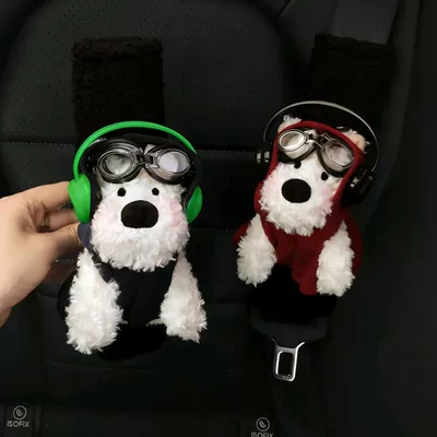 Cute West Highland Car Protective Cover, Car Seat Belt Shoulder Pad, Decorative Cartoon High-End Car Interior Accessories for Women (Seat belt shoulder pad) - mirror-red-elf-suit-smurf-suit-west-highland-black-lamb-velvet-shoulder-pads-2-hand-sewn-no-specifications