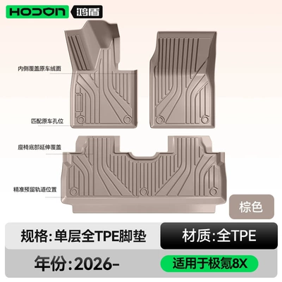 TPE2026 new model car | Modelə uyğun ayaqaltı - 212t01-zeekr-8x-2026-model-five-seater-single-layer-foot-mat-brown-tpe-economical-standard-model