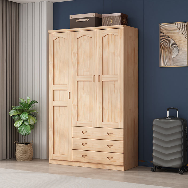 衣柜家用卧室简约现代松木儿童衣柜经济型全实木大衣橱组装柜子