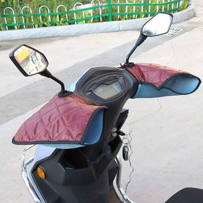Motorcycle Handle Cover: Protection Summer Handlebar Cover Gloves - one-size-summer-style-wine-red-thin-pu