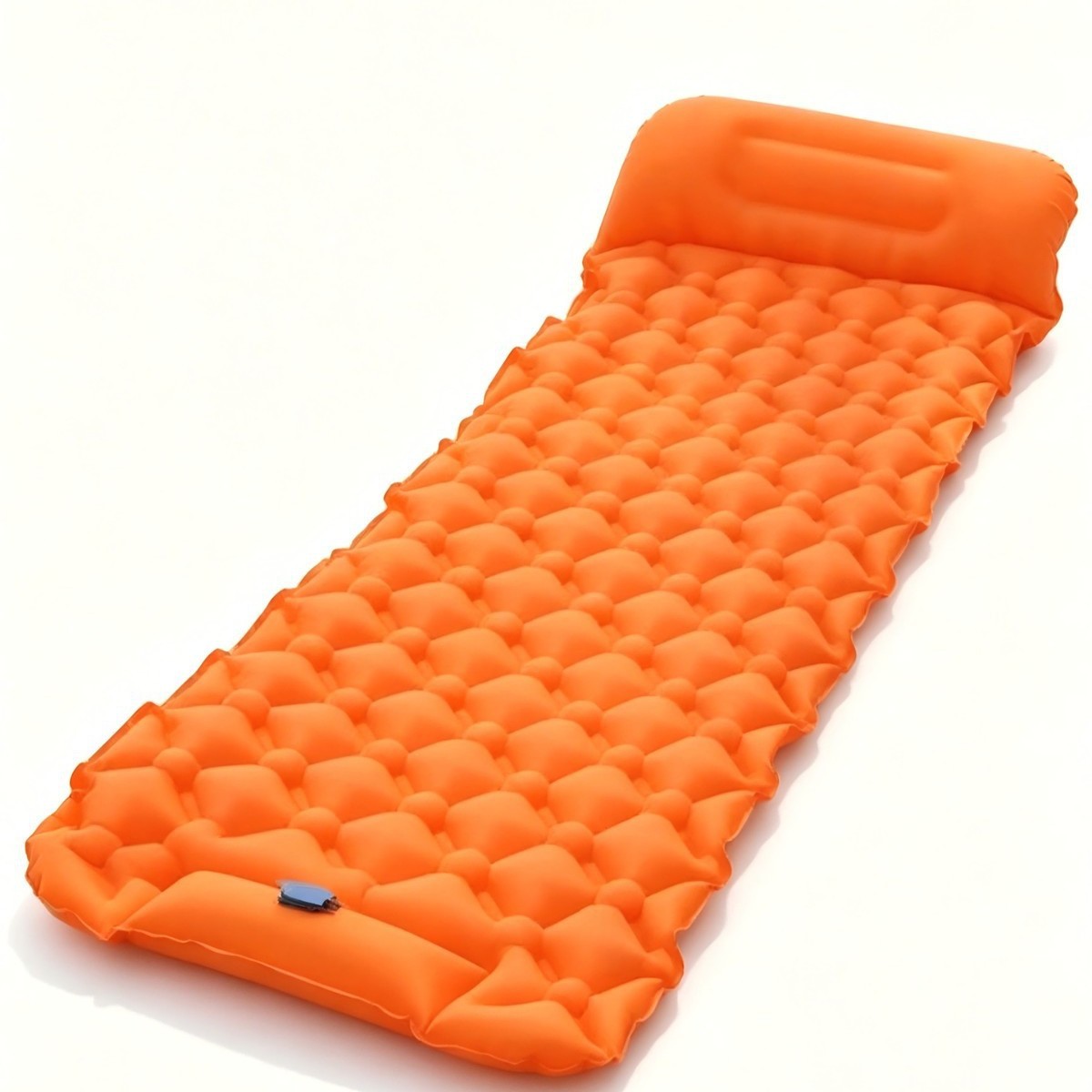 Outdoor inflatable mattress made of TPU material with pillow, single-person camping manual inflatable sleeping pad air mattress
