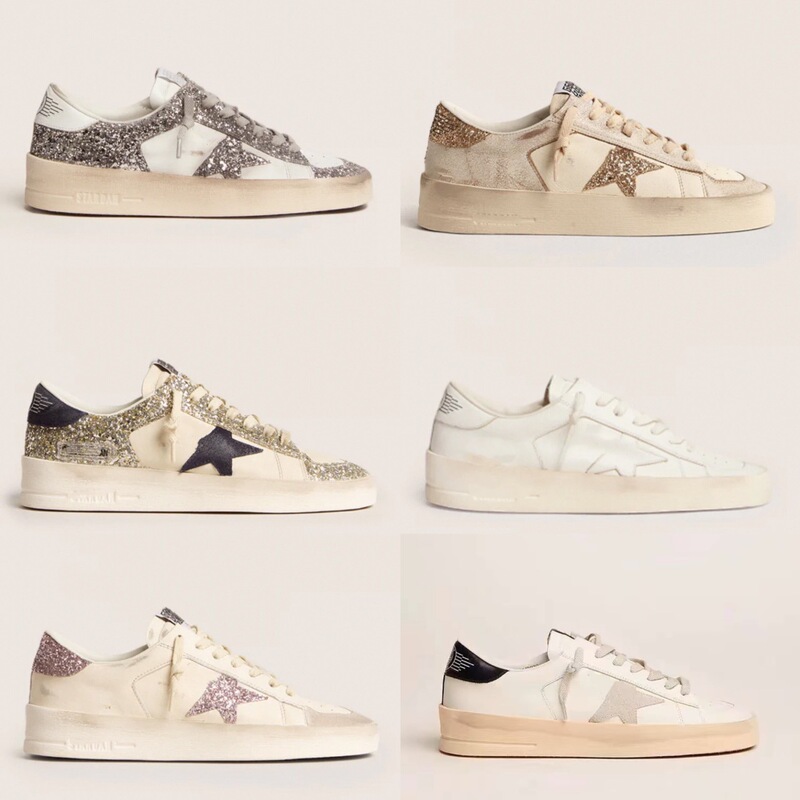 Stardan Series 2025 Spring and Summer New Retro Sequins Old Small Dirty Shoes Men's and Women's Casual Sneakers Inner Height Increase