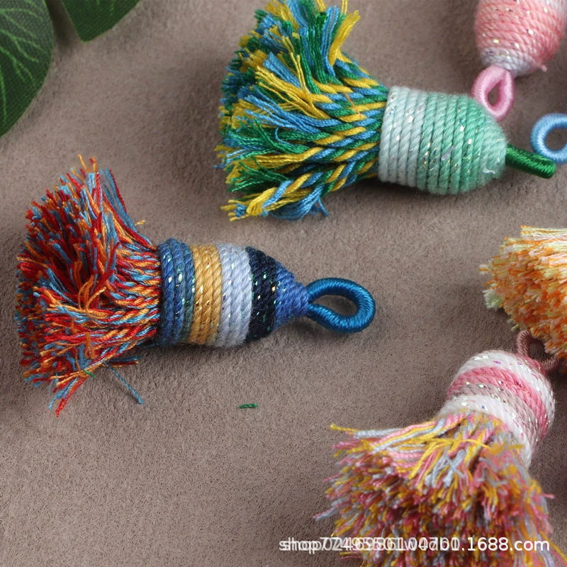 Gourd Keychain Bodhi Monkey Head Bracelet Accessories Cotton Thread Tassel Small Cotton Thread Short Fat Tassel Xizang Handmade Beads