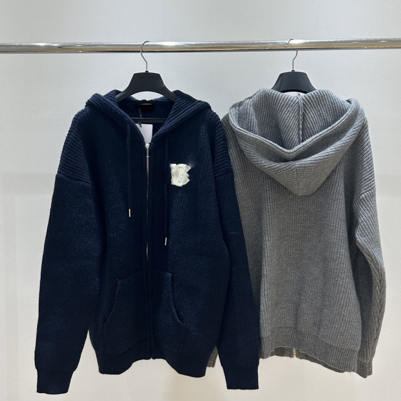 Ce New Style Sline Arc De Triomphe Embroidered Sweater Cardigan Knitted Long-Sleeved Top Hooded Jacket Jacket Unisex Loose Fit Ce New Style Sline Arc De Triomphe Embroidered Sweater Cardigan Knitted Long-Sleeved Top Hooded Jacket Jacket Unisex Loose Fit