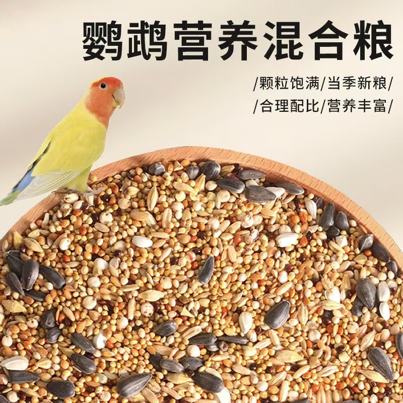 鹦鹉鸟粮饲料玄凤牡丹虎皮粮食中小型带壳谷子黍子混合鸟食料