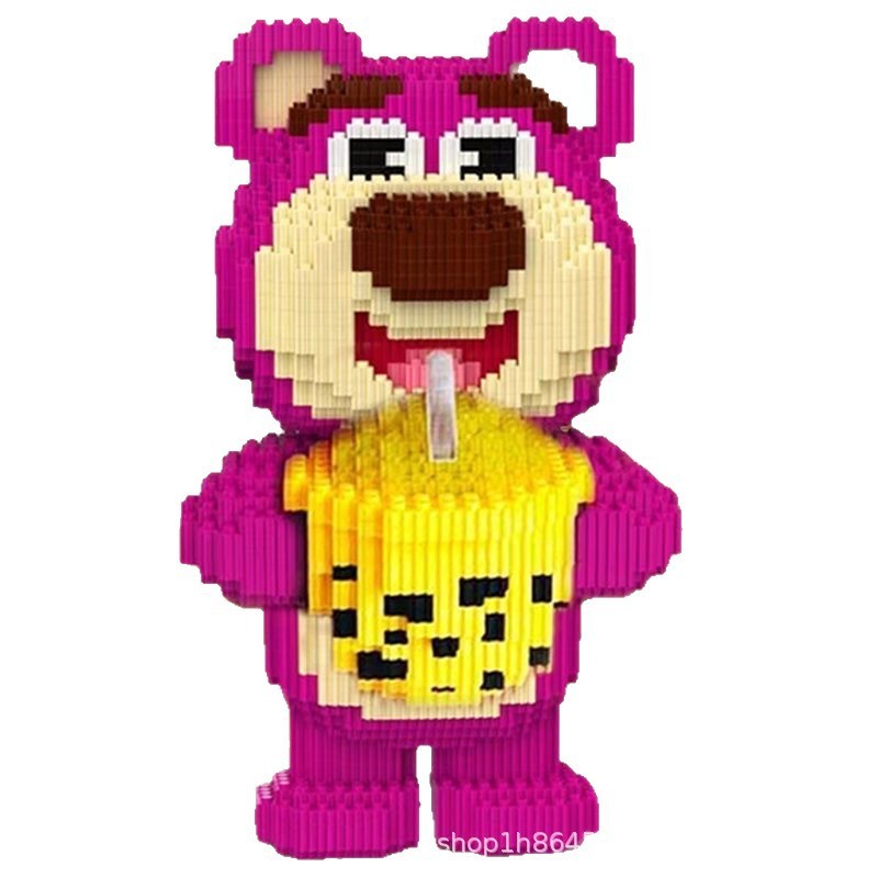 【無料ラベル】特大ストロベリーベア レゴブロックパズルと互換性あり 子供用組み立ておもちゃ オーナメント ギフト|undefined