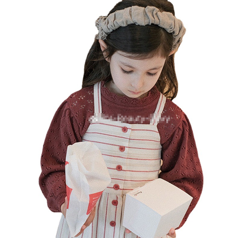 Bebe Orgánica de otoño e invierno de las niñas vestido de los niños de manga larga de punto de una sola pieza de algodón de encaje falda del bebé