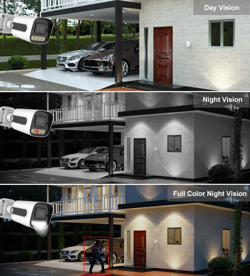 AHD监控摄像头套装日夜全彩暖光高清5MP红外夜视枪形4路8