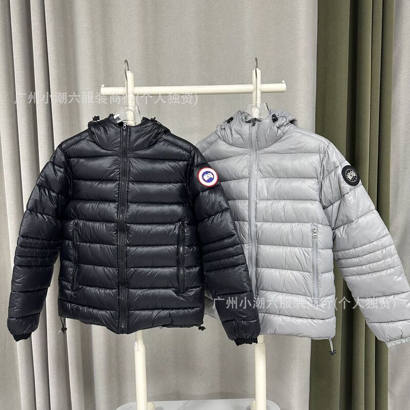 海外版SS23大鹅GOOSE保暖纯色连帽徽标棉服男Cypress系列外套亮面|undefined