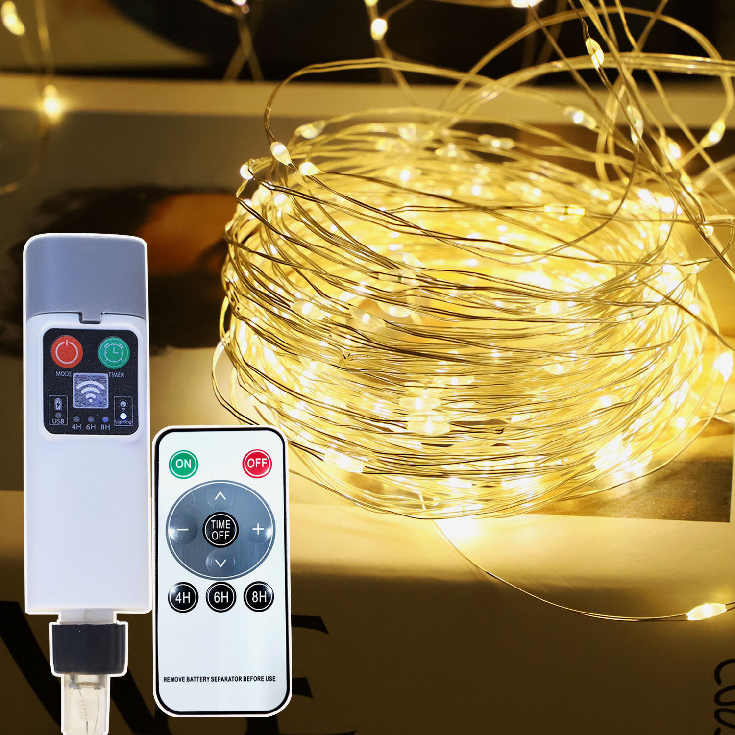 Luces de Cadena de Alambre de Cobre LED Recargables con Control Remoto 2025, Luces Pequeñas y Coloridas, USB Ajustable, Luces Decorativas de Navidad, Impermeables, con Fuente de Alimentación