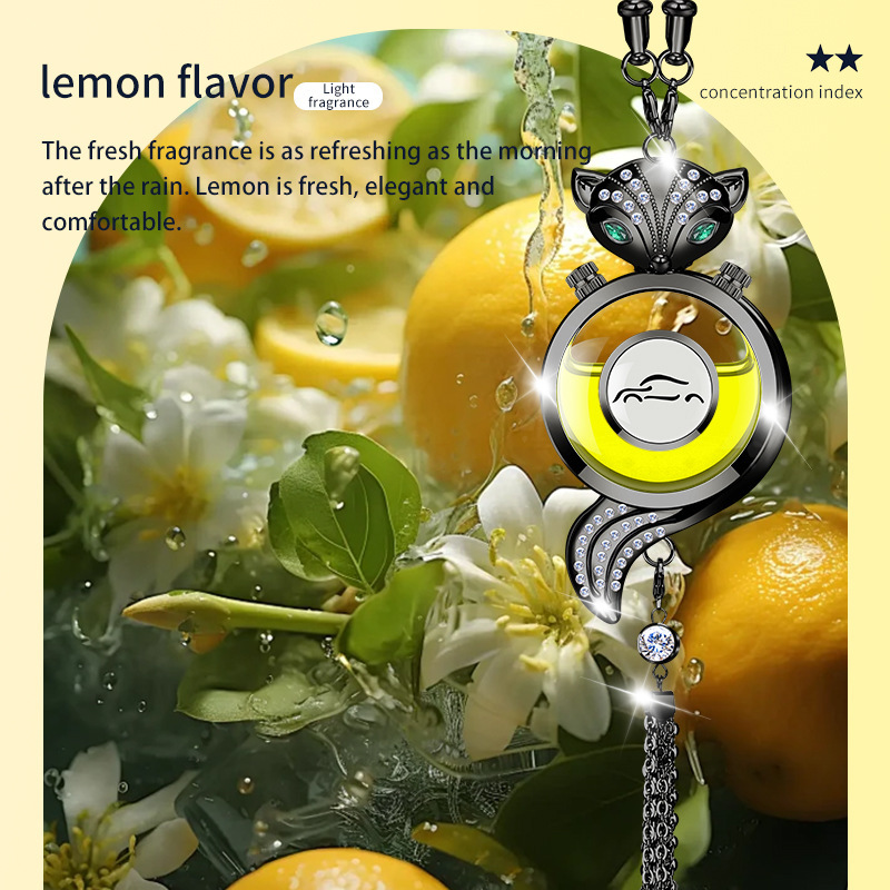 Interior Accessories – Qìchē Car hanging - fox-gunmetal-alloy-pendant-with-lemon-fragrance-small-car-logo