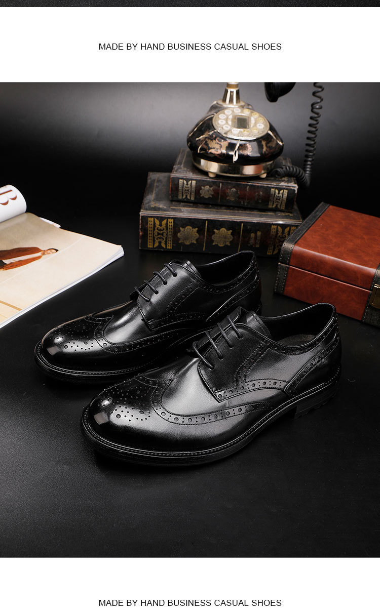 Plus-size leather shoes Business dress leather shoes for men British vintage wash horse Leather wedding shoes_vogvips.com