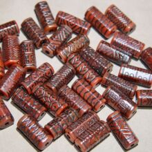 西亚玛瑙雕刻红色多图腾有棱立柱diy饰品主珠配珠手串项链腰链