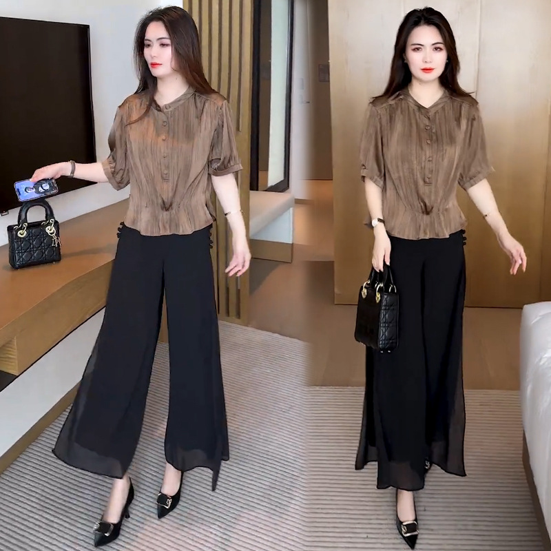 Khaki black trousers, set