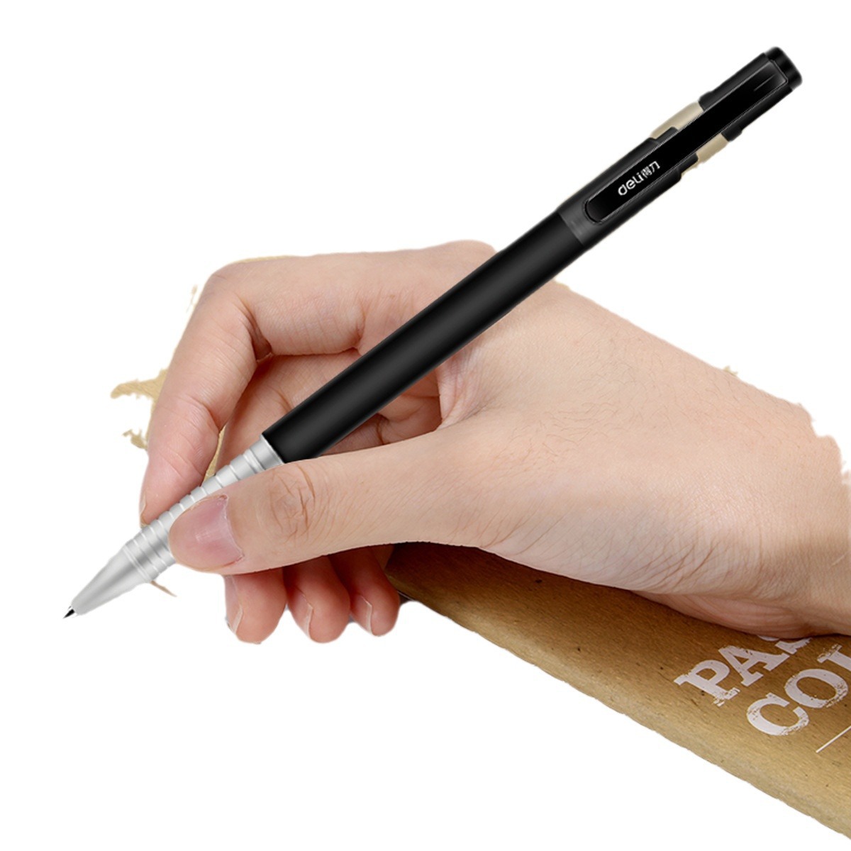 Deli S77 pluma de gel económico pluma de gel esmerilado pluma de gel de 0,5mm negro pluma de la firma