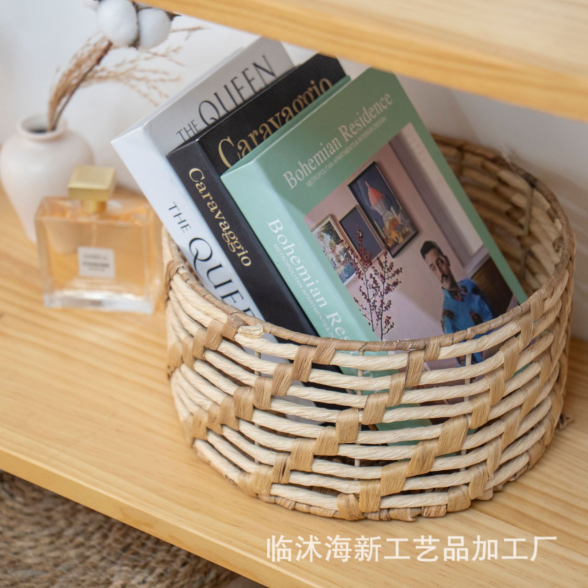 原木风家居必备镂空透气手工编织筐收纳书籍杂物围栏设计超实用