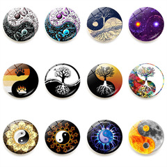Black and White Yin Yang Tai Chi Fridge Magnet 30MM Crystal Glass Ba Gua Magnetic Whiteboard Sticker Decorative Souvenir 
