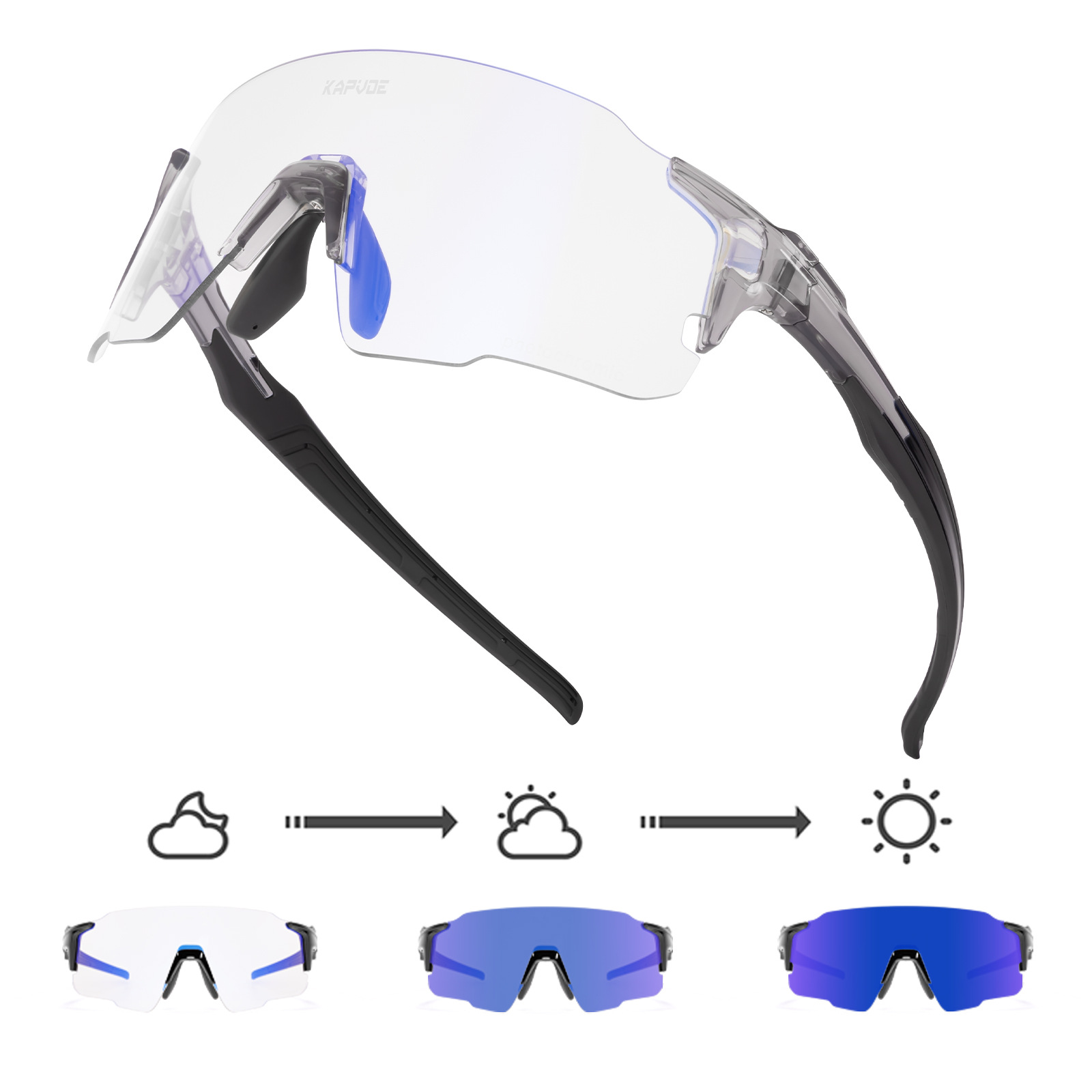 Gafas Antideslumbrantes de Ciclismo de TR90, Cortavientos, Apto para Miopía, para Ciclismo
