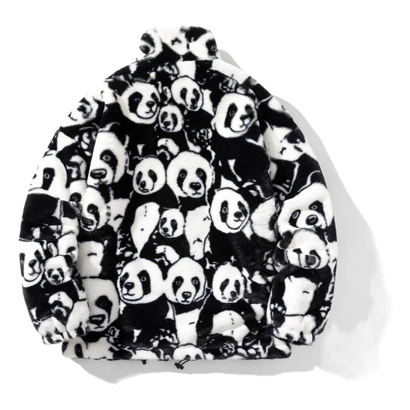 Abrigo de algodón estampado Panda para amantes invierno Nuevo estilo coreano reducción de edad suelta más abrigo de felpa acolchado