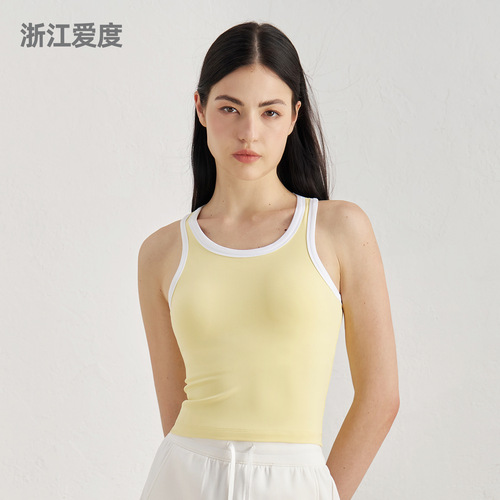 Women's Invisible Seamless Yoga Bra with Breathable Color Block Splicing Fitness Tank Top for Pilates and Workouts