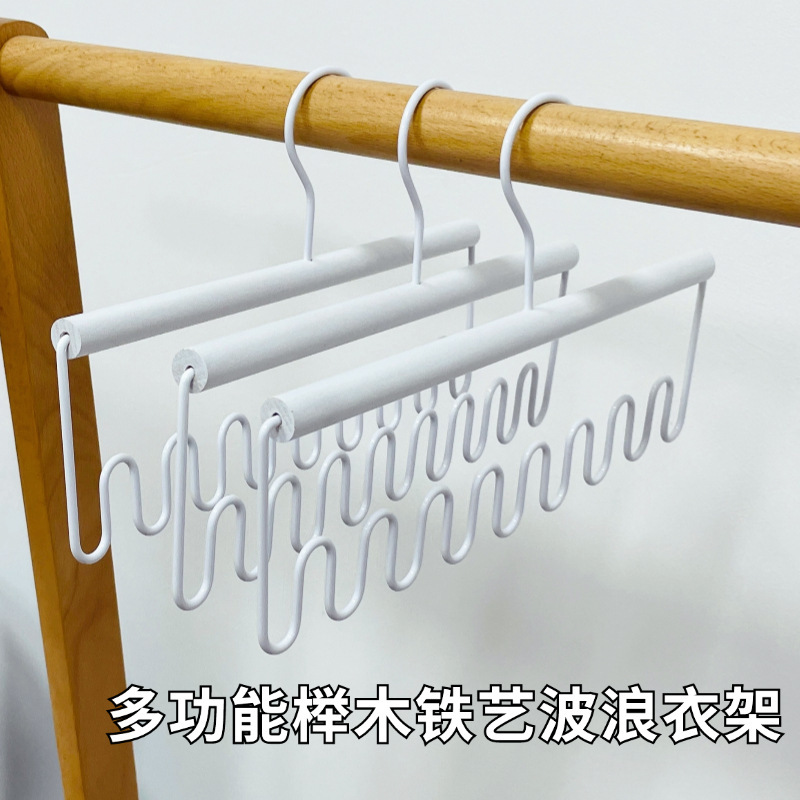 整理師の新型多機能ストラップ下着収納棚実木波折り畳み可能な8フック家庭用ベルトフック|undefined