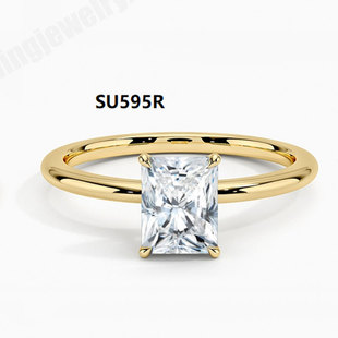 Eagle Claw Radiant Cultivated Diamond Ring Sterling Silver Ngtc Certificate Artificial Diamond Ring Women's One Carat Moissanite