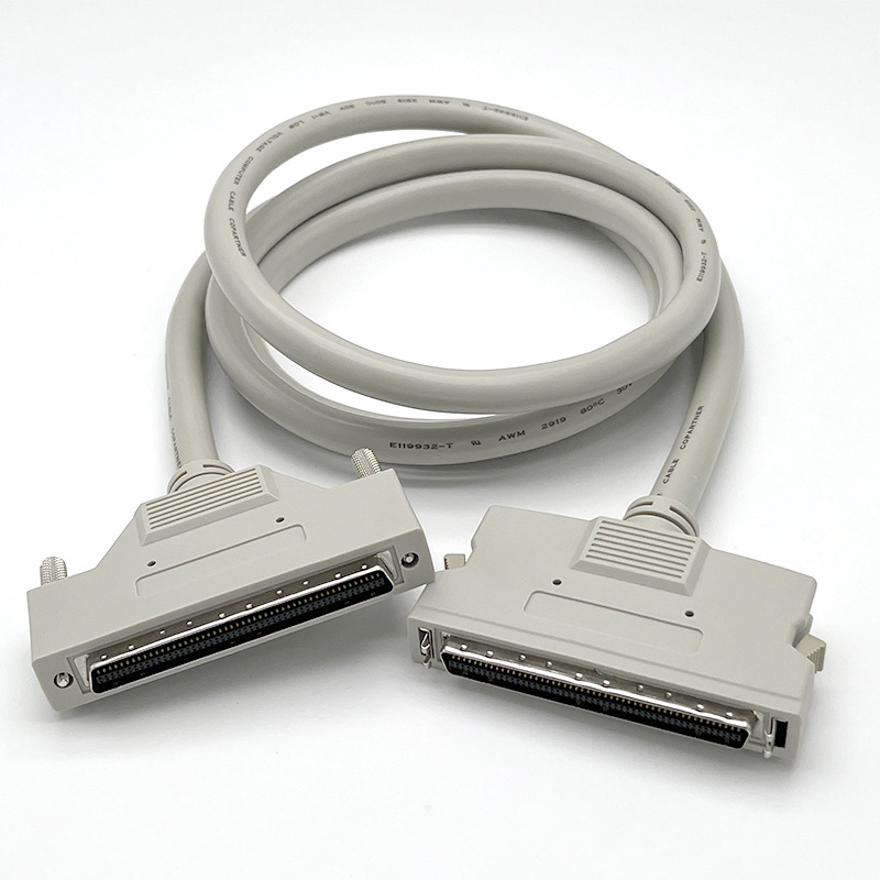 注塑式MDR 100P 鱼钩型 连接线  公对公 1.5米 SCSI HPCN 100P线