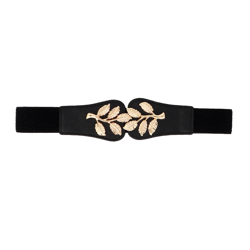 Cinturón Ancho con Hoja Dorada para Mujer de Cuero Sintético para Vestidos image 6