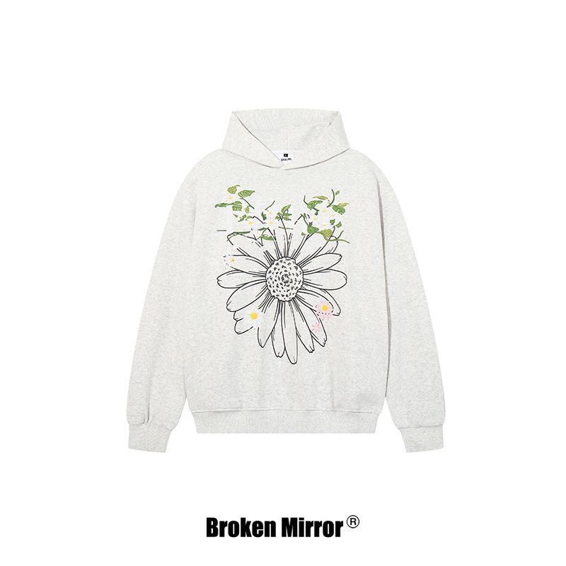 Broken Mirror 25秋季New美式复古连帽印花长袖卫衣