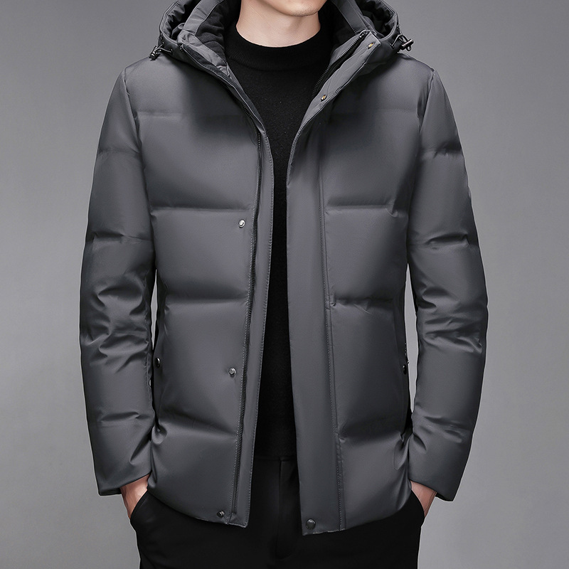 Middle-aged and elderly down jacket men's middle-aged and long father's winter white duck down thickened father's grandfather's large size fake hair