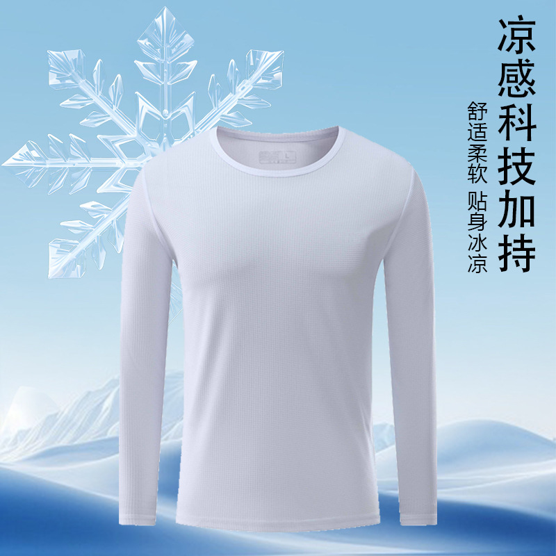 2024 nuevo producto ropa de trabajo de otoño e invierno, ropa de entrenamiento de seda de hielo de manga larga de secado rápido, camiseta deportiva, logotipo impreso al por mayor