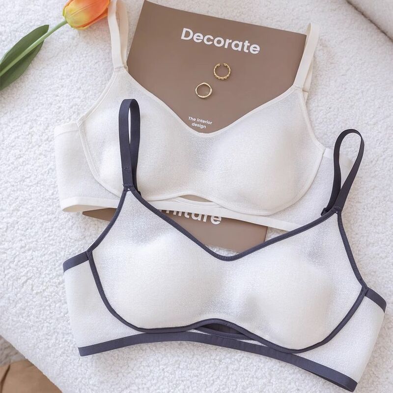 New matte texture mesh cloud-sensitive underwear large chest slimming breathable comfortable small anti-exposure rabbit ears bra
