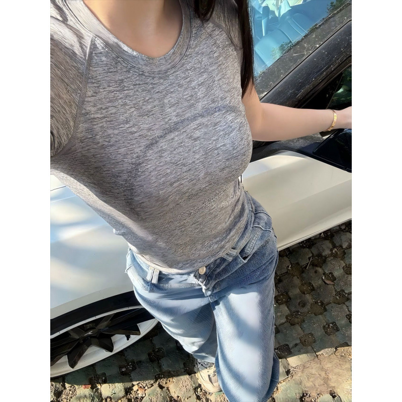 Lulu Same Style Original Label Swiftly Tech Short-Sleeved T-Shirt Sports Running Breathable Fitness Wear Outdoor Yoga Wear